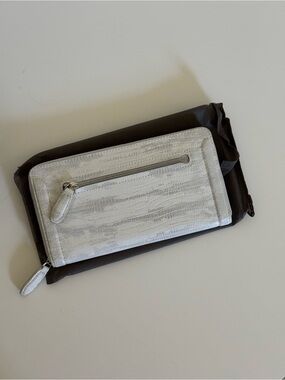 Charles & Keith White Textured Zip Around Wallet